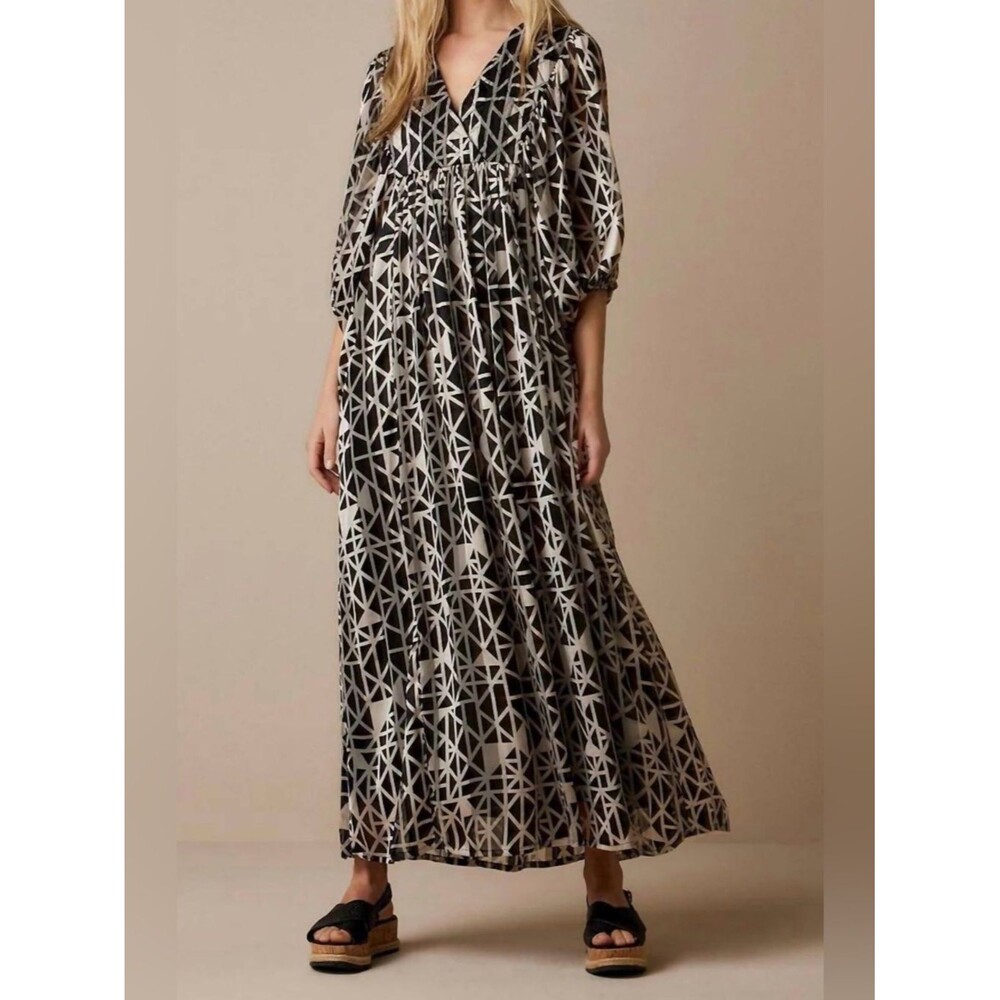 NEW Summum Black & White Geometric Maxi Dress size 46 xl